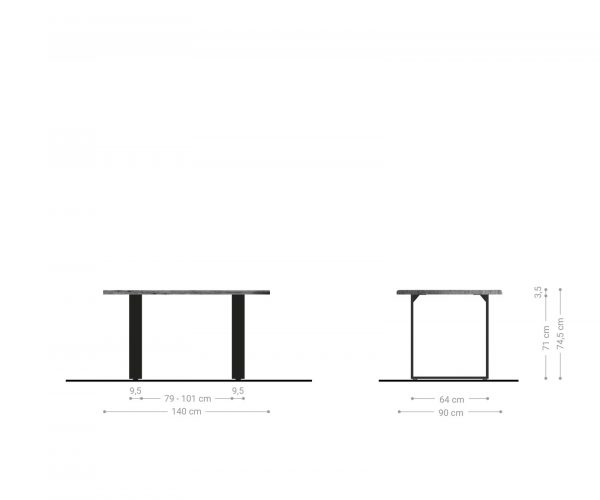 Jídelní stůl Edge 140x90 hnědá akácie nerezová ocel úzká - Image 5