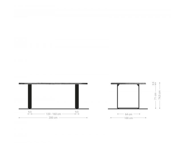 Jídelní stůl Edge 200x100 platinová akácie nerezová ocel úzká živá - Image 6