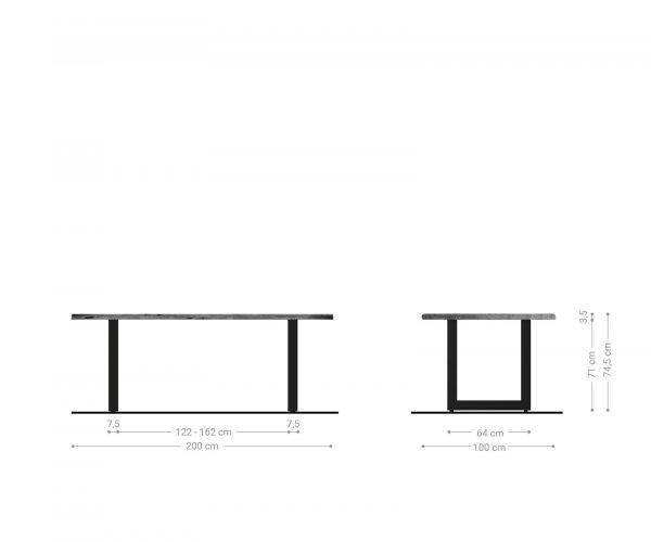 Jídelní stůl Edge 200x100 platinová akácie nerezová ocel široká - Image 7