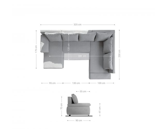 Abilene Sedací souprava 325x230 cm Hnědá Funkce spaní Otoman Variabilní - Image 6