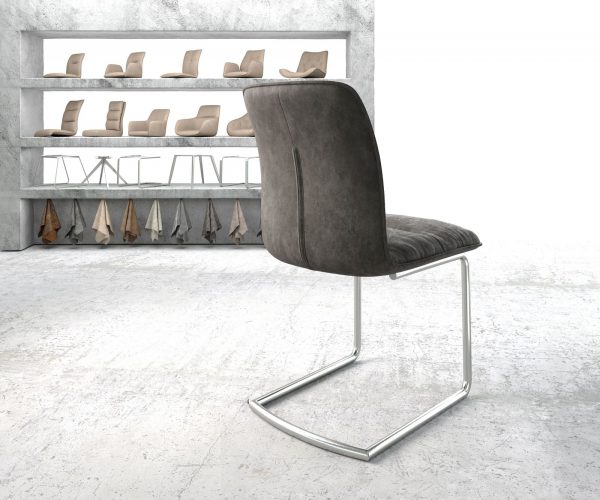 Jídelní židle Vinjo-Flex Anthracite Vintage Cantilever Round z nerezové oceli - Image 3