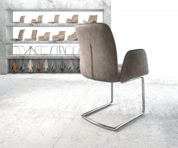 Křeslo Vinja-Flex Taupe Vintage Cantilever Round chromované - Image 3