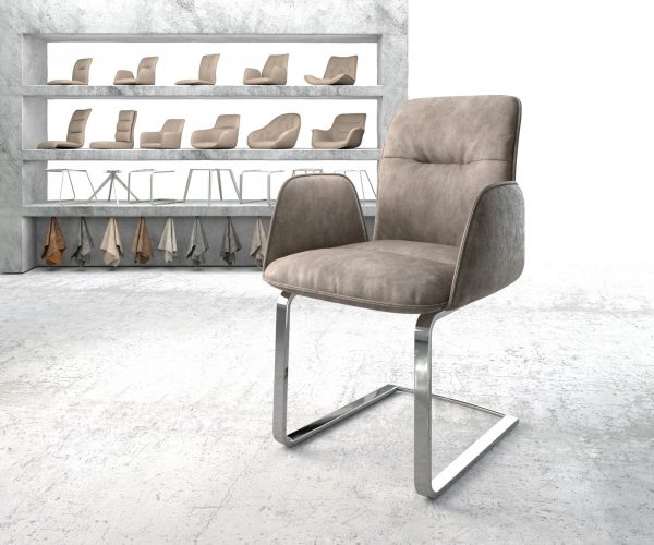 Křeslo Vinja-Flex Taupe Vintage Cantilever Flat Chrome-plated