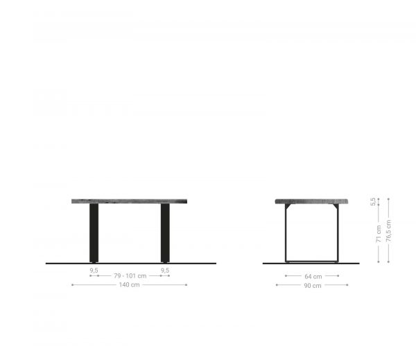 Jedálenský stôl Edge 140x90 Akácia prírodná Nerezová oceľ úzka švajčiarska hrana - Image 8