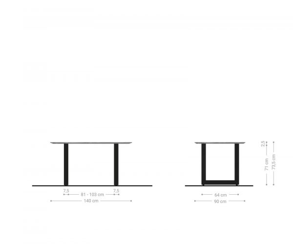 Jedálenský stôl Swiss Edge-Edge 140x90 akáciová hnedá podnož široká - Image 10