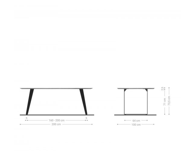 Jedálenský stôl Edge 200x100 Akácia prírodná kovová šikmá podstava Swiss edge - Image 5