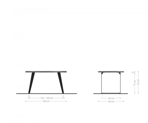 Jedálenský stôl Edge 140x90 XL akácia platina kovový uhlový - Image 6