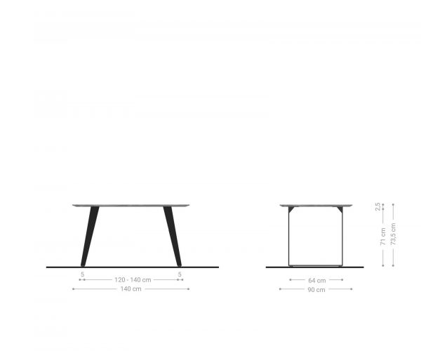 Jedálenský stôl Edge 140x90 Akácia prírodná Nerezová oceľ Uhlový podstavec Švajčiarsky okraj - Image 6