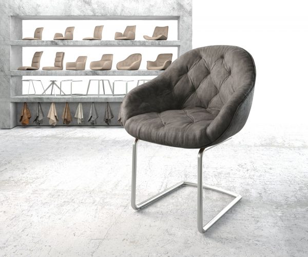 Křeslo Gaio-Flex Anthracite Vintage Cantilever Round z nerezové oceli