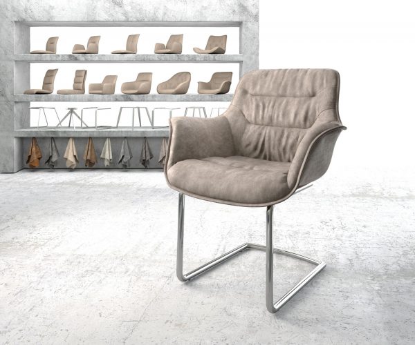 Křeslo Kaira-Flex Taupe Vintage Cantilever Round chromované