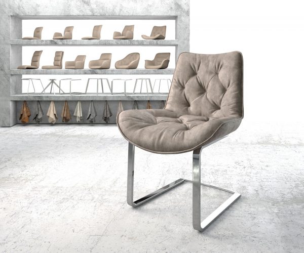 Jídelní židle Taimi-Flex Taupe Vintage Cantilever Flat Chrome-plated