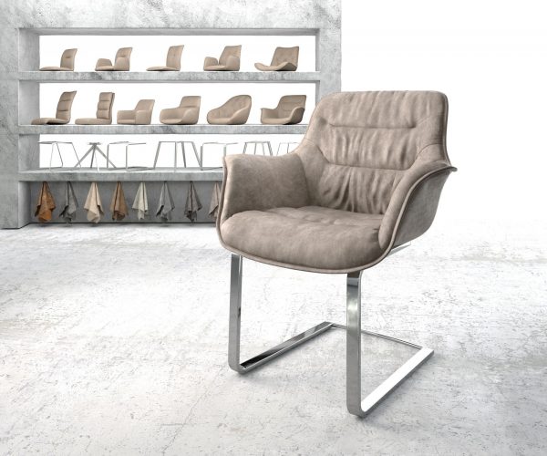 Křeslo Kaira-Flex Taupe Vintage Cantilever Flat Chrome-plated