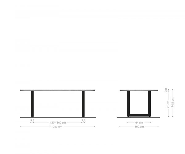 Jedálenský stôl Edge Oval 200x100cm mango hnedá nerezová oceľ široký - Image 6