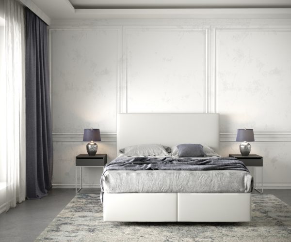 Postel Boxspring Dream-Well 140x200 cm imitace kůže Bílá s matrací a topperem - Image 2