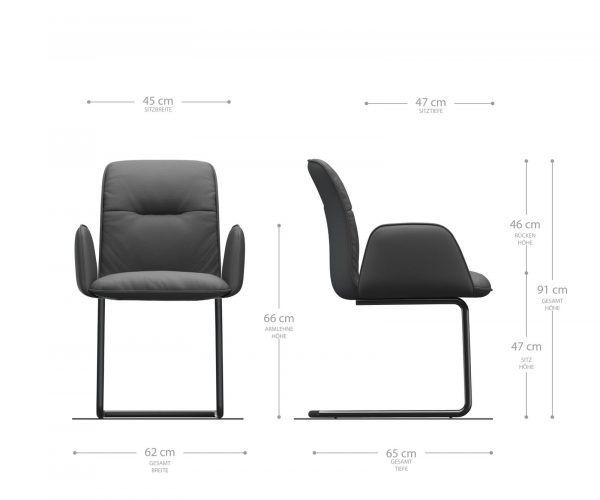 Křeslo Vinja-Flex Černá Pravá Kůže Cantilever Chair Round Chrom-plated - Image 5