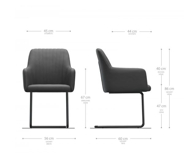 Křeslo Greg-Flex Anthracite Structure Cantilever Chair Round Chrom-plated - Image 5