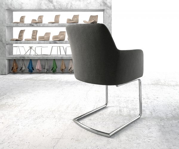 Křeslo Greg-Flex Anthracite Structure Cantilever Chair Round Chrom-plated - Image 3