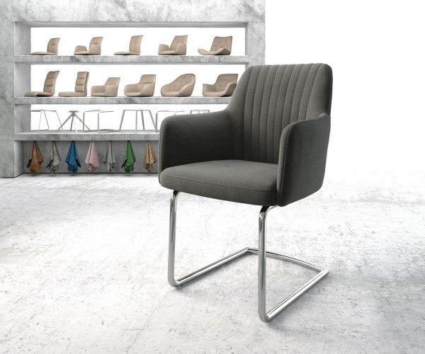 Křeslo Greg-Flex Anthracite Structure Cantilever Chair Round Chrom-plated