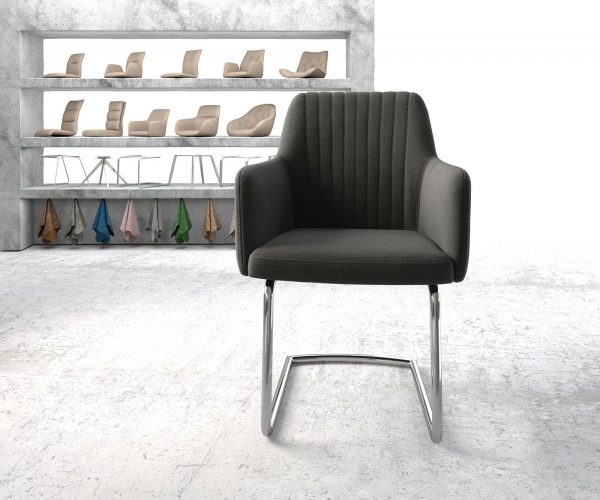 Křeslo Greg-Flex Anthracite Structure Cantilever Chair Round Chrom-plated - Image 2