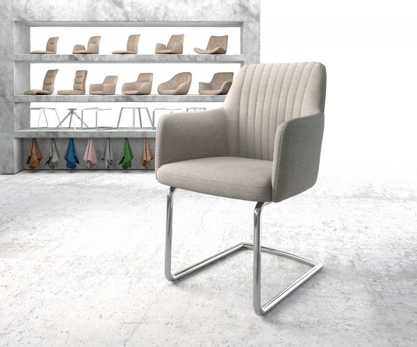 Křeslo Greg-Flex Světle Šedá Stripes Cantilever Chair Round Chrom-plated