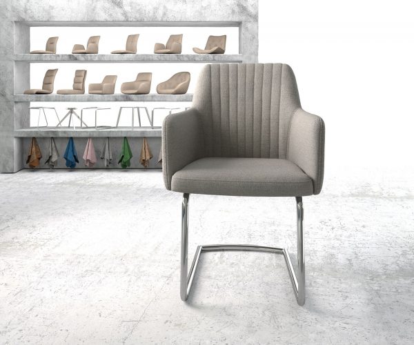 Křeslo Greg-Flex Světle Šedá Stripes Cantilever Chair Round Chrom-plated - Image 2