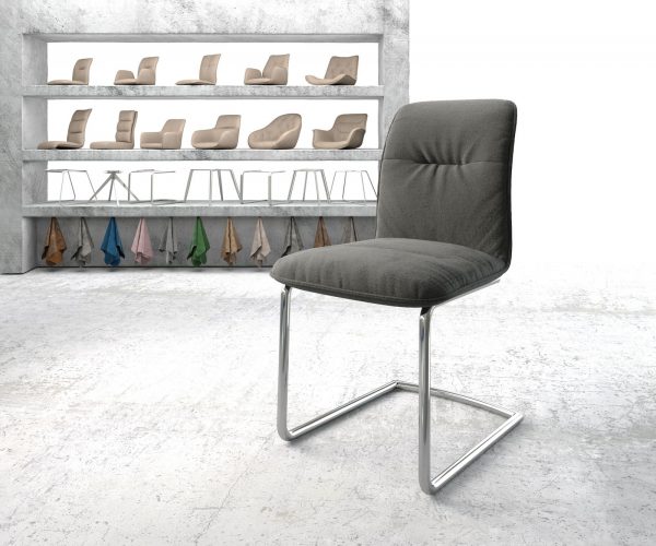 Houpací židle Vinjo-Flex Textured Fabric Anthracite Cantilever Chair Round Chrome