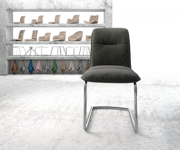 Houpací židle Vinjo-Flex Textured Fabric Anthracite Cantilever Chair Round Chrome - Image 2