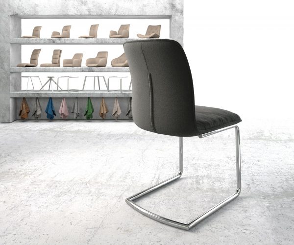 Houpací židle Vinjo-Flex Textured Fabric Anthracite Cantilever Chair Round Chrome - Image 3