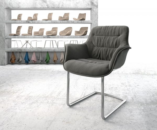 Otočná židle Kaira-Flex Textured Fabric Anthracite Cantilever Round Chrome