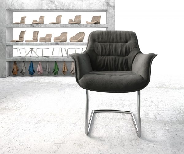 Otočná židle Kaira-Flex Textured Fabric Anthracite Cantilever Round Chrome - Image 2