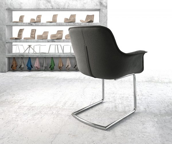 Otočná židle Kaira-Flex Textured Fabric Anthracite Cantilever Round Chrome - Image 3