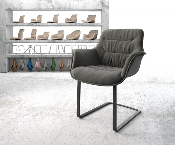 Otočná židle Kaira-Flex Textured Fabric Anthracite Cantilever Flat Black