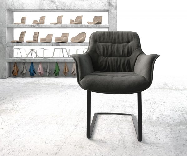 Otočná židle Kaira-Flex Textured Fabric Anthracite Cantilever Flat Black - Image 2