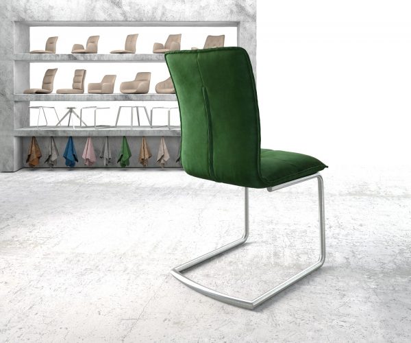 Otočná židle Maddy-Flex Velvet Green Cantilever Round z nerezové oceli - Image 3