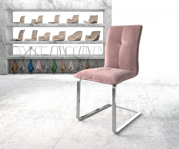 Maddy-Flex Velvet Rosé Cantilever Chair Flat Chrome