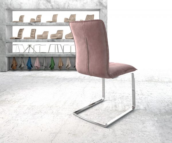 Maddy-Flex Velvet Rosé Cantilever Chair Flat Chrome - Image 3