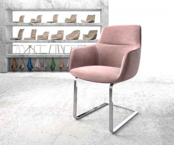 Jídelní židle Pejo-Flex Rosé Samet Cantilever Flat chromovaná