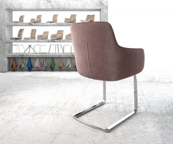 Jídelní židle Pejo-Flex Rosé Samet Cantilever Flat chromovaná - Image 3