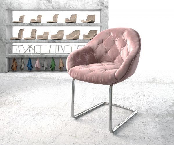 Křeslo Gaio-Flex Rosé Samet Cantilever Round chromované