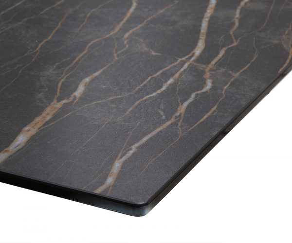 Jedálenský stôl Edge 200x100cm Laminam® keramický hnedý podstavec v tvare písmena V čierny - Image 5