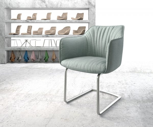 Houpací židle Elda-Flex Stripes Mint Cantilever Chair Round Stainless Steel