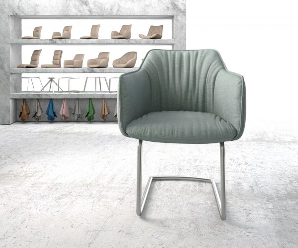 Houpací židle Elda-Flex Stripes Mint Cantilever Chair Round Stainless Steel - Image 2