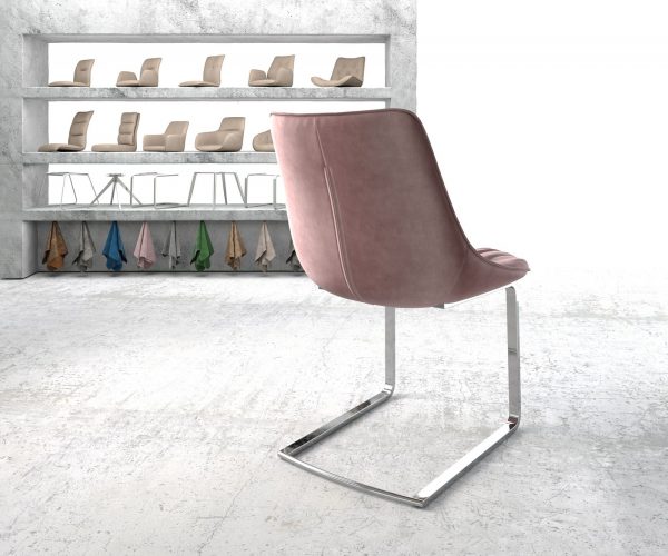 Otočná židle Elda-Flex Velvet Rosé Cantilever Flat Chrome - Image 3