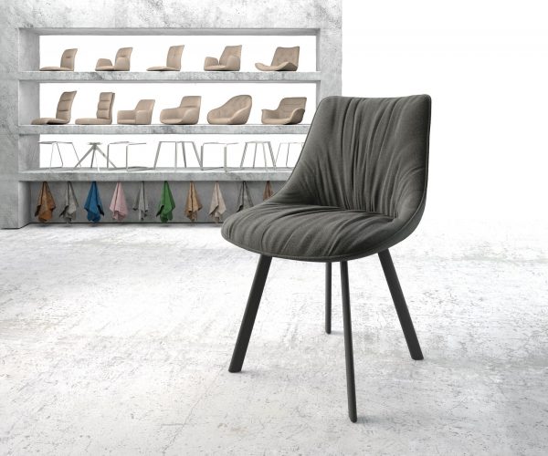 Jídelní židle Elda-Flex Textured Fabric Anthracite 4-nohá oválná černá