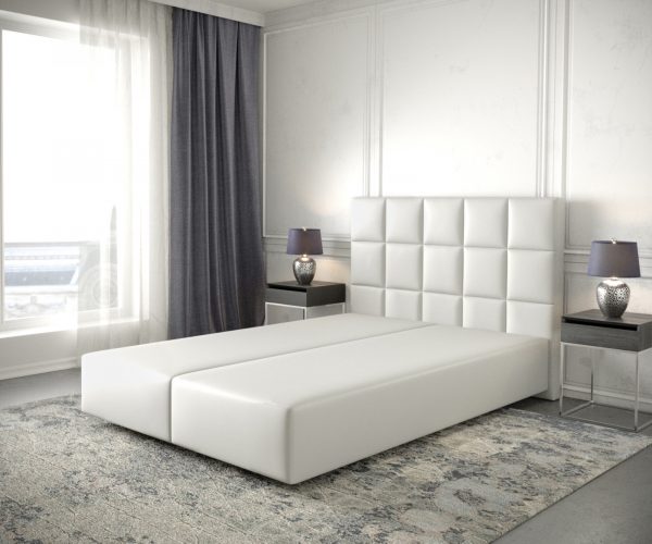 Postel Boxspring Dream-Fine 140x200 cm imitace kůže bílá