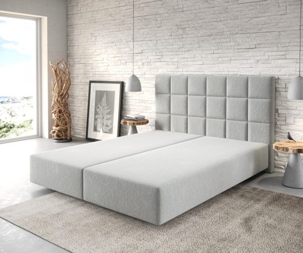 Boxspring posteľ Dream-Fine 160x200 cm z mikrovlákna strieborno-sivá