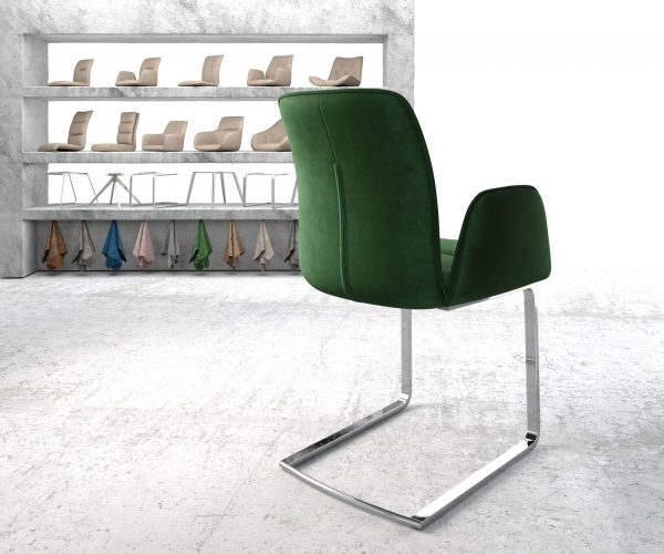 Otočná židle Vinja-Flex Velvet Green Cantilever Flat Chrome - Image 3