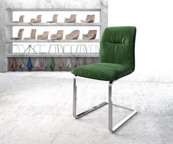 Otočná židle Vinjo-Flex Velvet Green Cantilever Flat Chrome