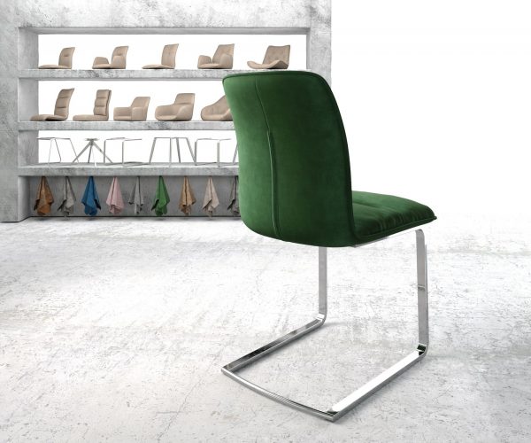 Otočná židle Vinjo-Flex Velvet Green Cantilever Flat Chrome - Image 3