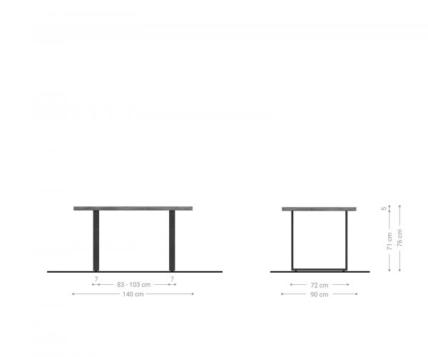 Jedálenský stôl Edge 140x90 XL akácia platina kov čierna - Image 6